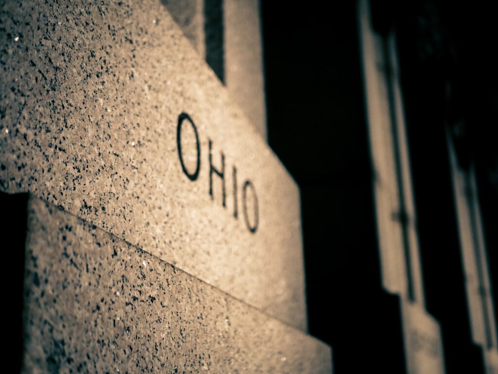 Ohio written in stone background